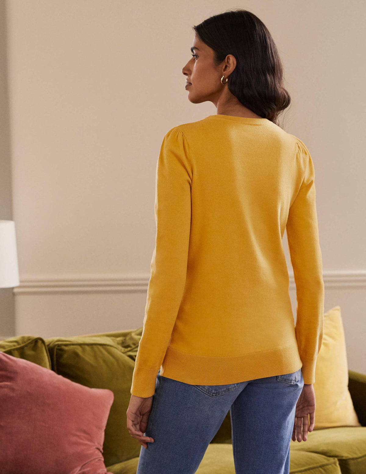 Baumwollpullover mit Rundhalsausschnitt-Honiggold-3