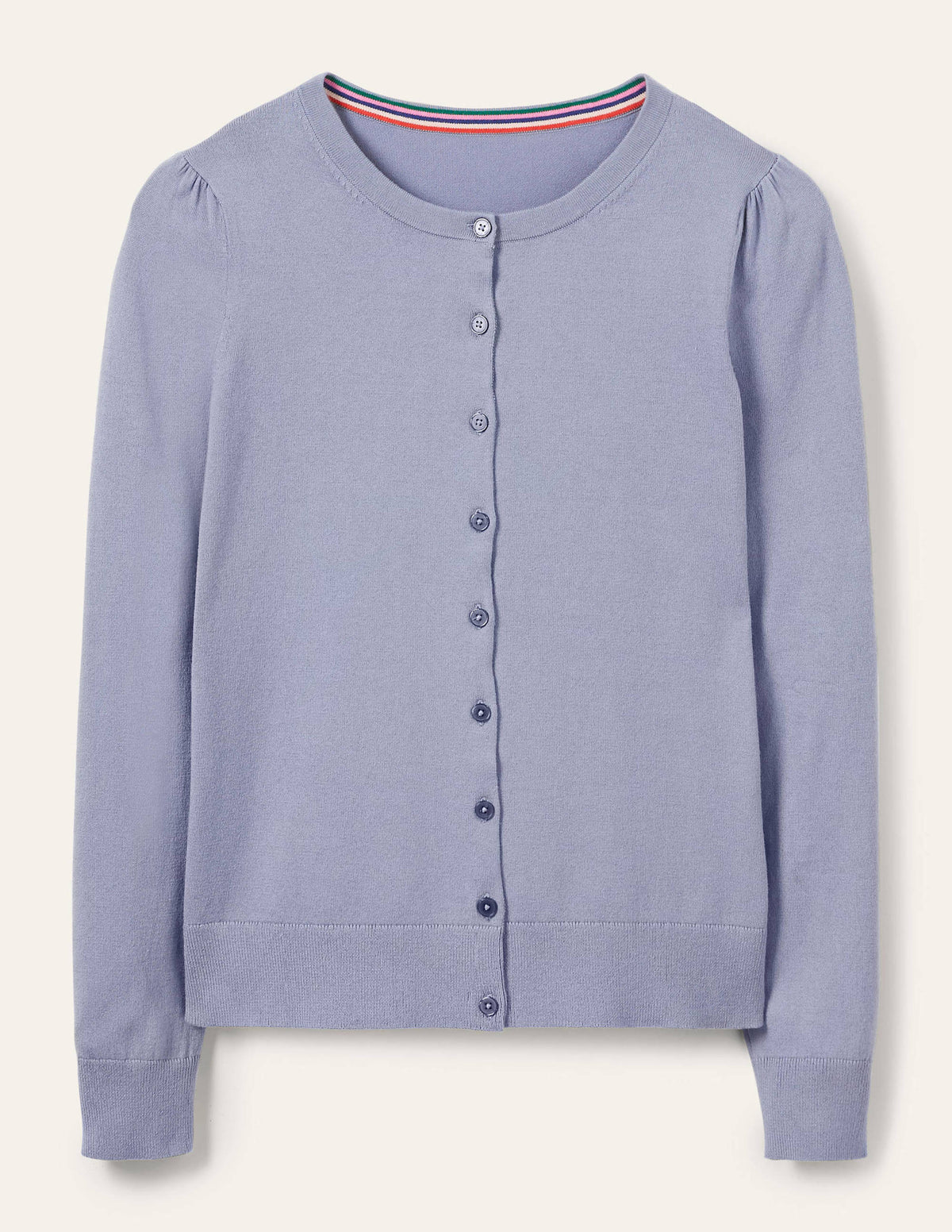 Baumwollcardigan mit Rundhalsausschnitt-Flussblau-6
