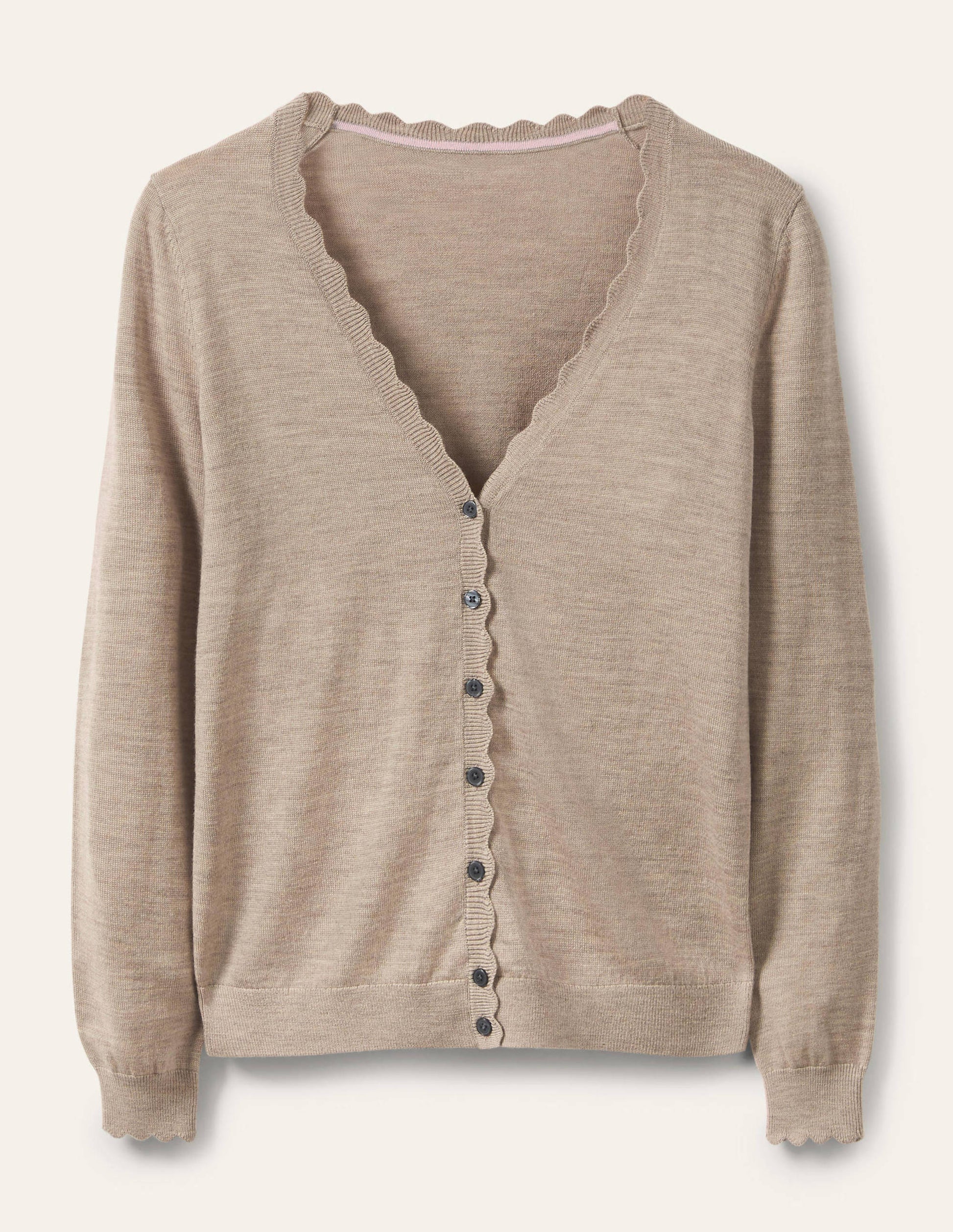 Merinocardigan mit Muschelborte-Nerzbraun Melange-5