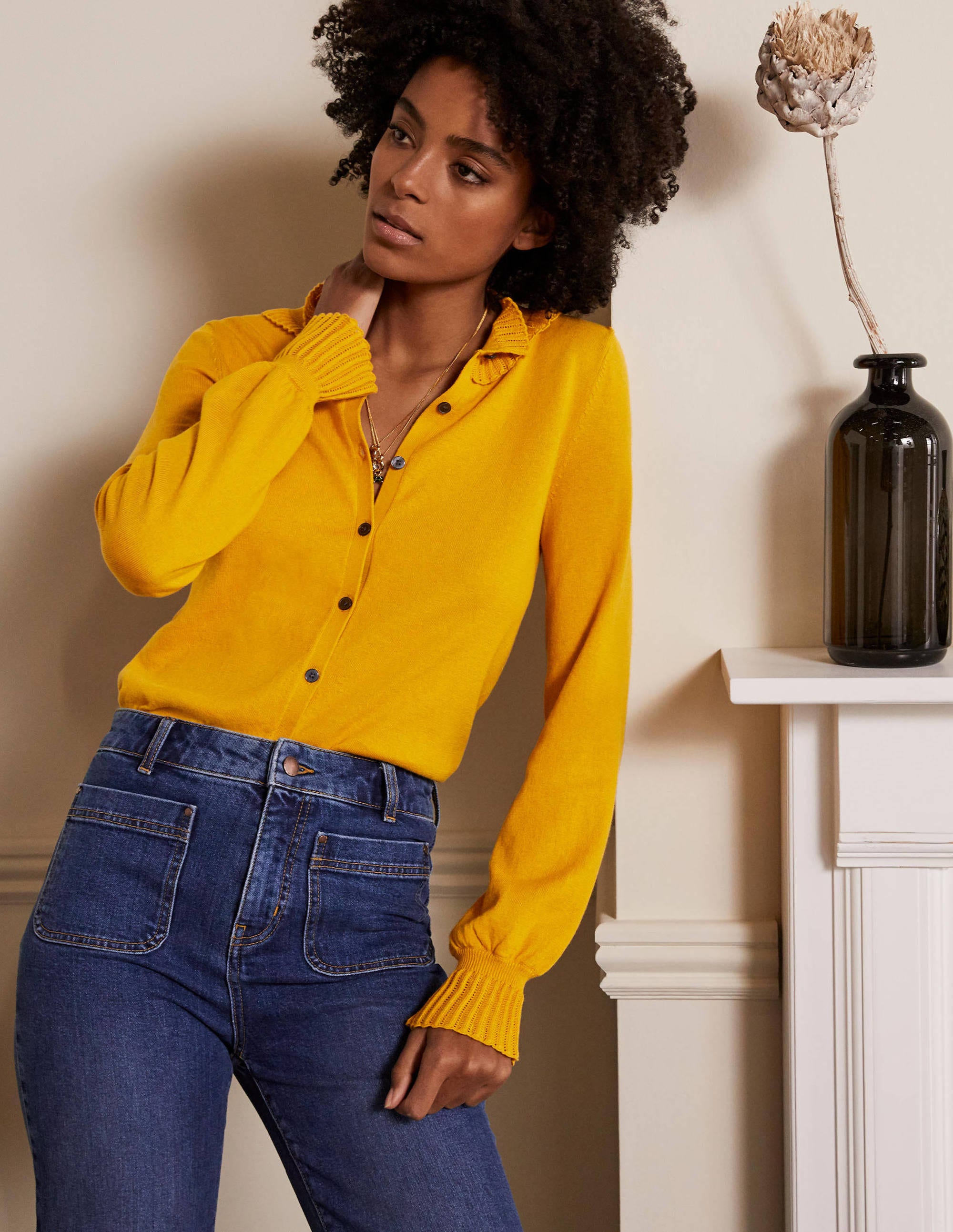 Frederica Pointelle-Cardigan-Sonnengelb - Image 1