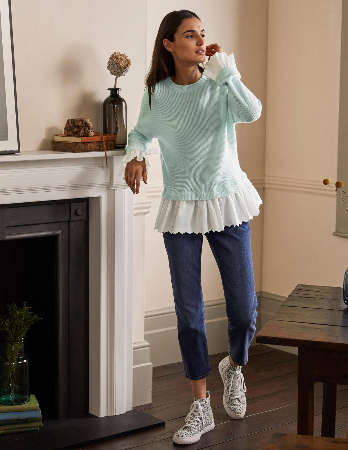 Catherine Flauschiger Webpullover-Seeblau - Image 4