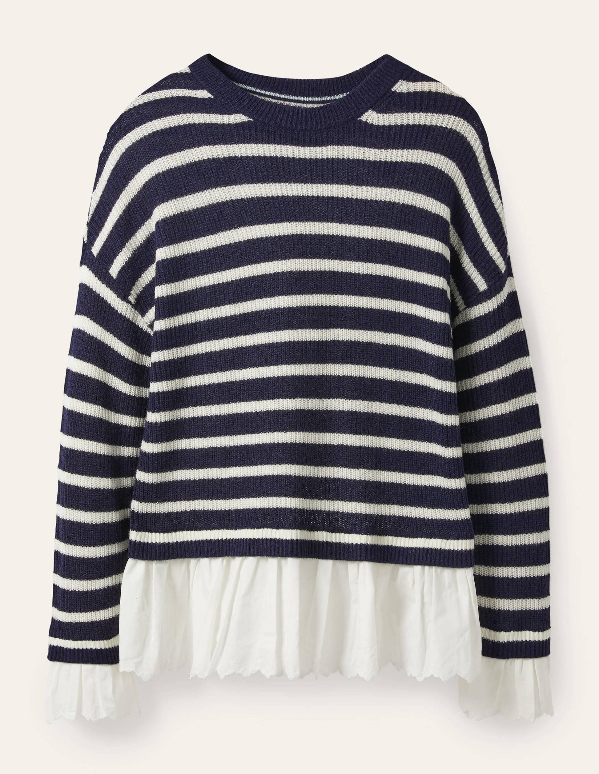 Catherine Flauschiger Webpullover-Navy/Naturweiß, Gestreift-5