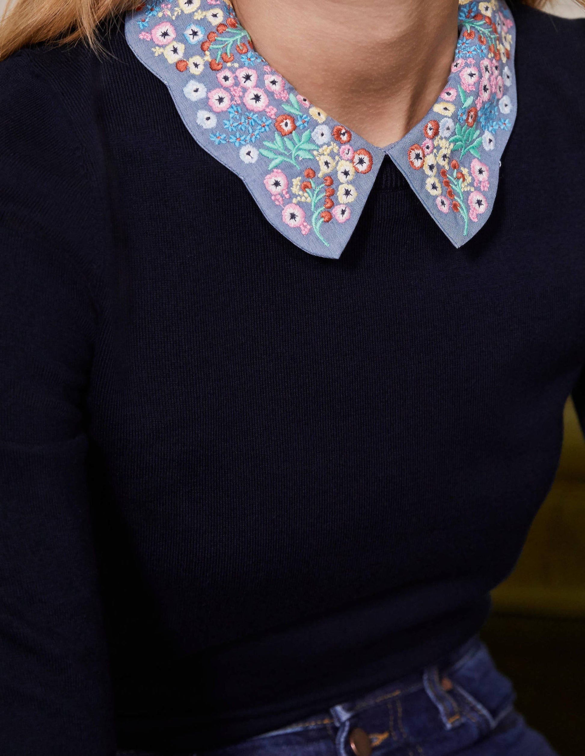 Pull Colette avec col-Bleu marine-2