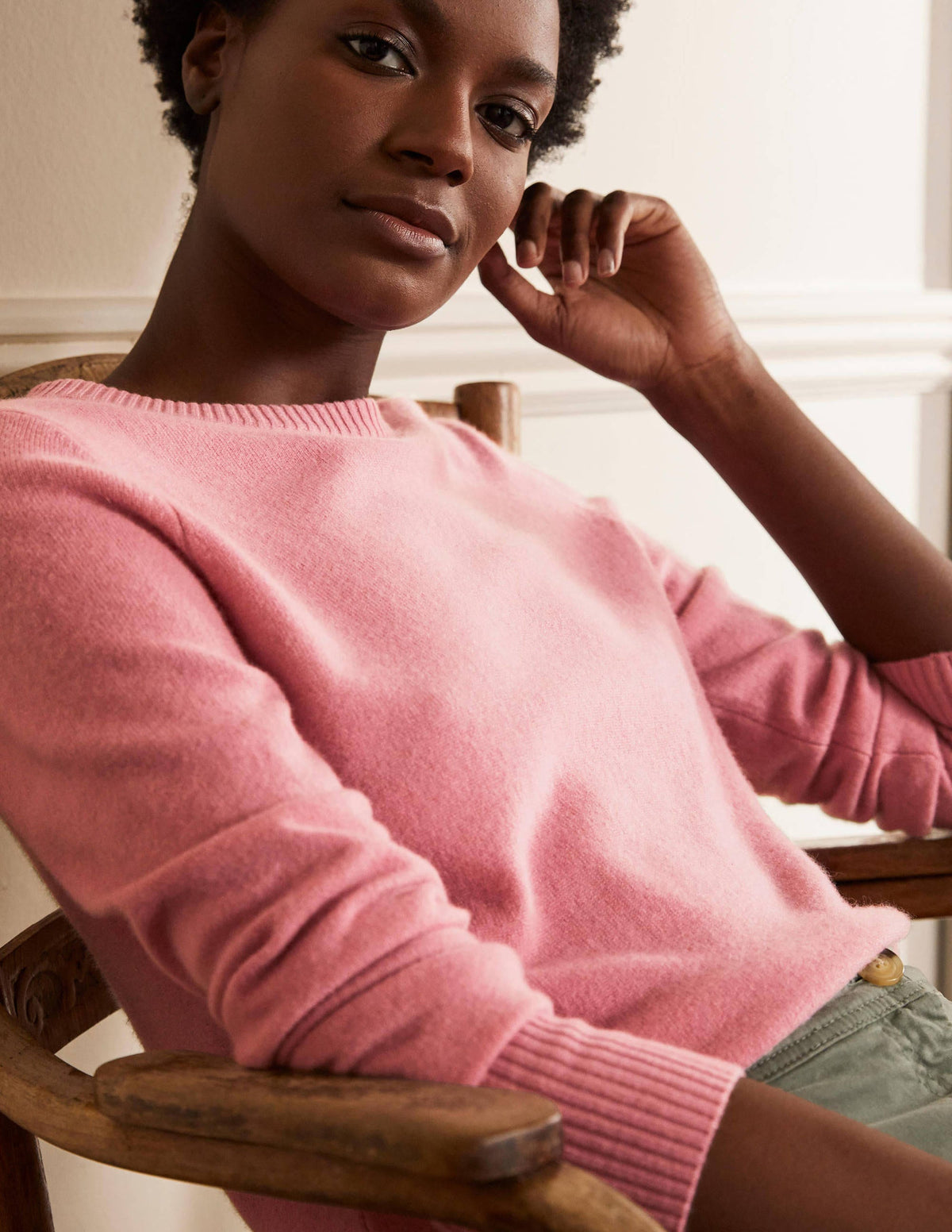 Pull col rond en cachemire-Rose quartz - Image 2