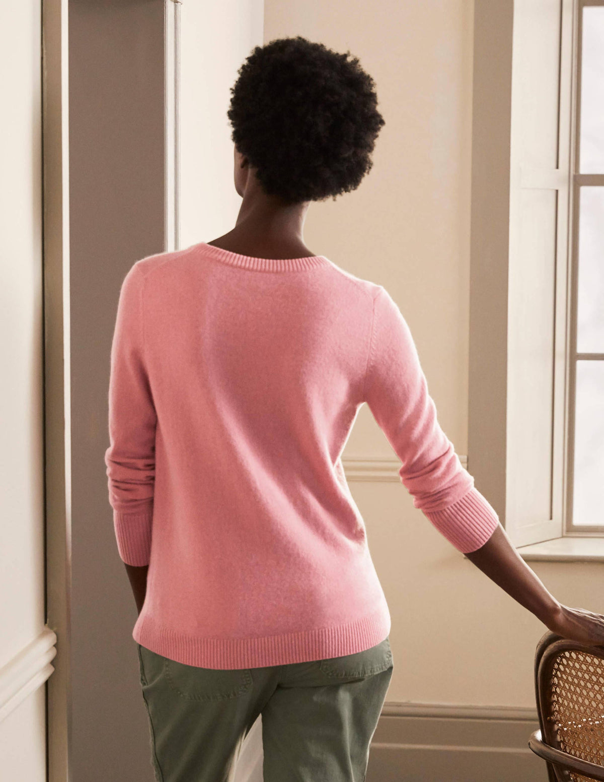 Pull col rond en cachemire-Rose quartz - Image 3