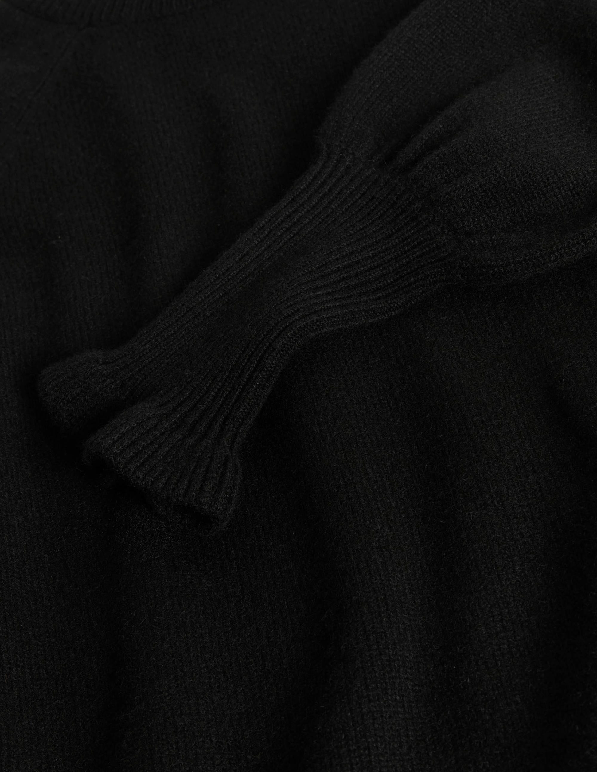 Pull en cachemire à col volanté-Noir - Image 6