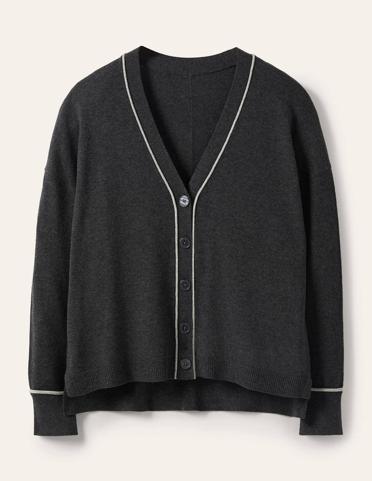 Lässiger Cardigan mit V-Ausschnitt-Anthrazit Melange-5