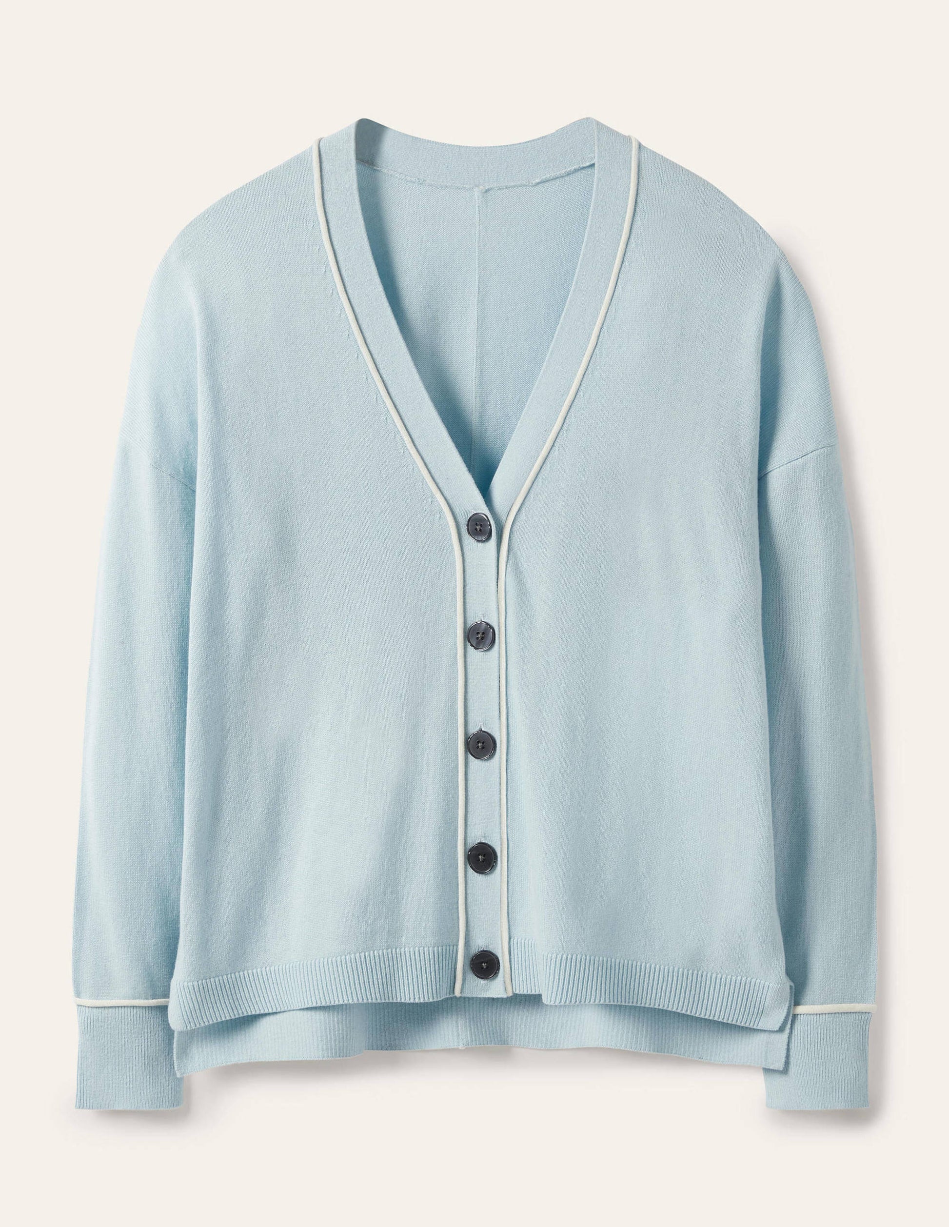 Lässiger Cardigan mit V-Ausschnitt-Surfblau-5