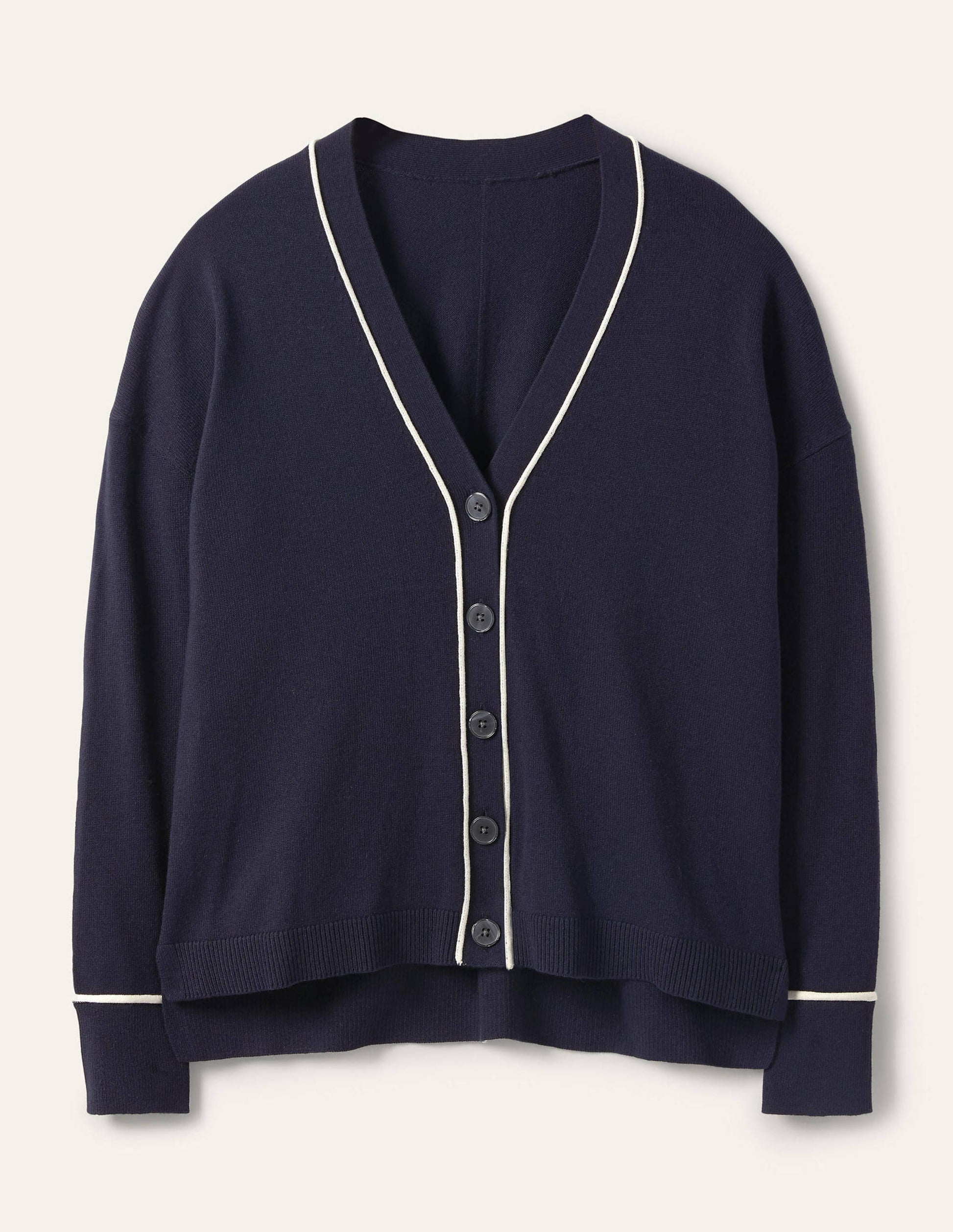 Lässiger Cardigan mit V-Ausschnitt-Marineblau-5