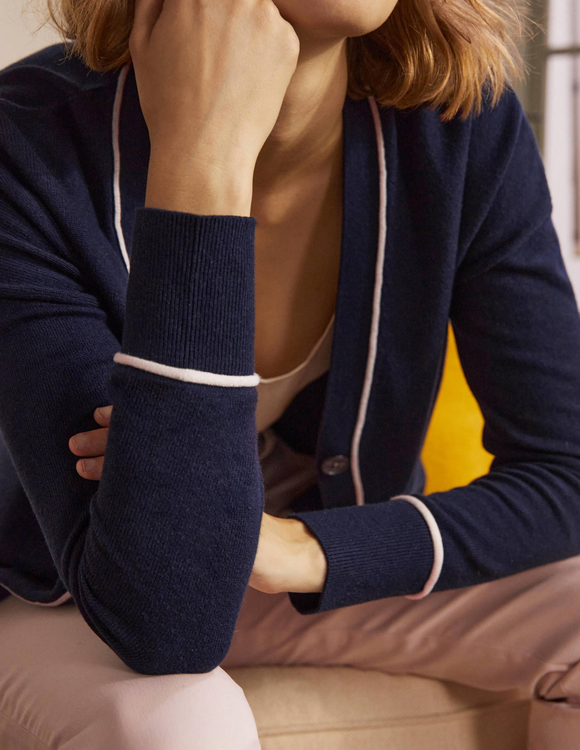Lässiger Cardigan mit V-Ausschnitt-Marineblau-2
