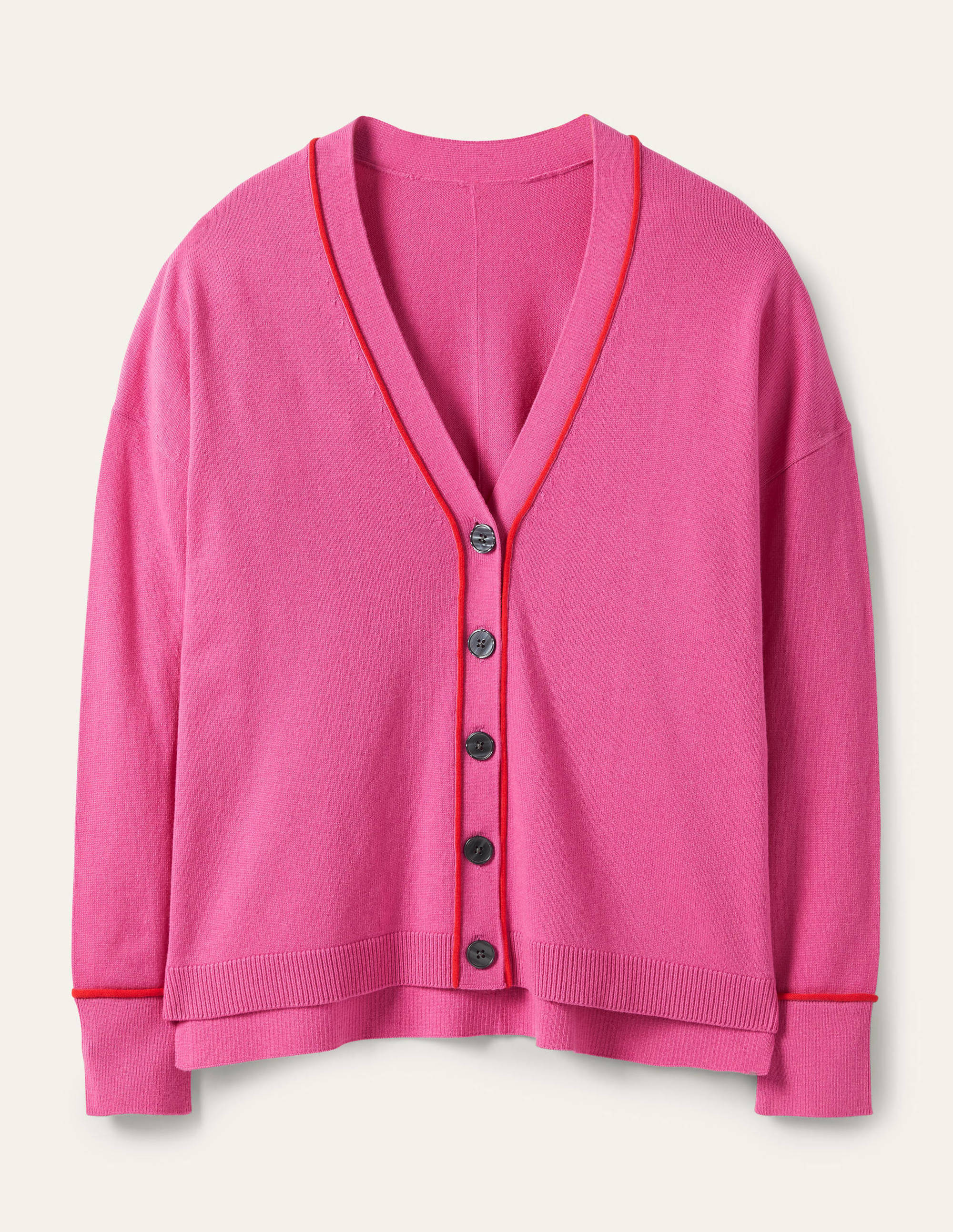 Lässiger Cardigan mit V-Ausschnitt-Zuckerstangenrosa - Image 5