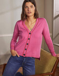 Lässiger Cardigan mit V-Ausschnitt-Zuckerstangenrosa