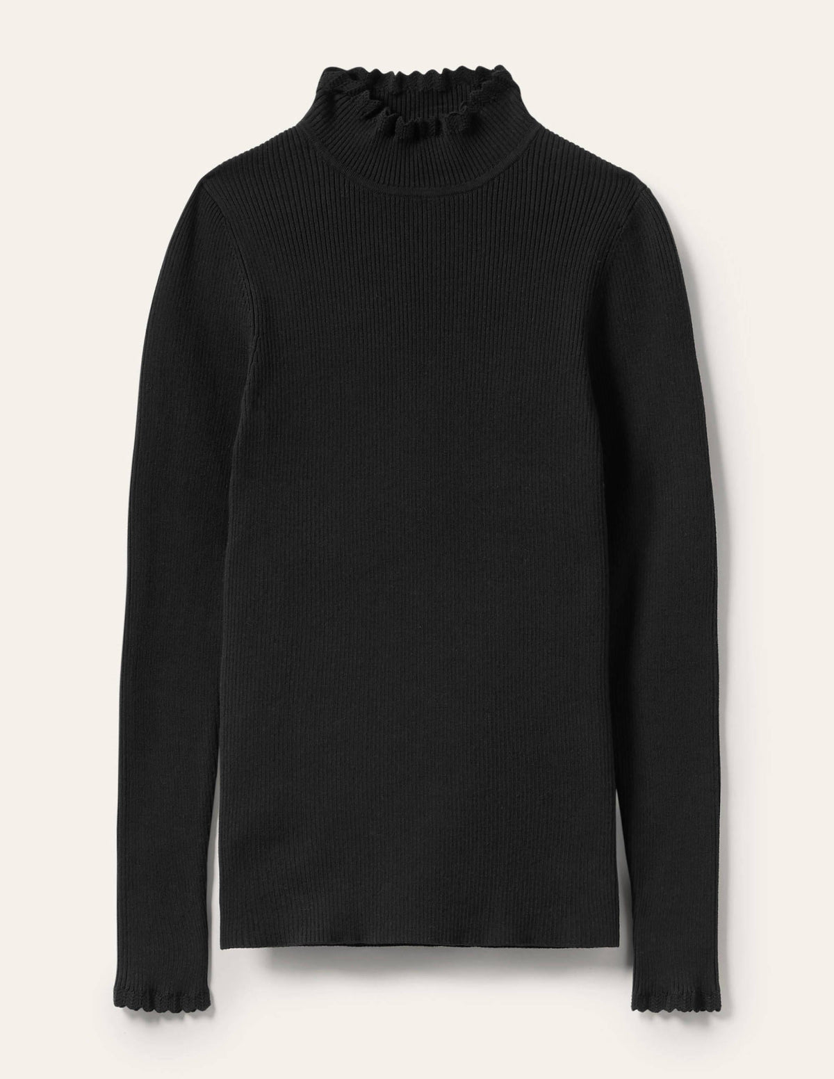 Pull festonné à col montant-Noir - Image 5