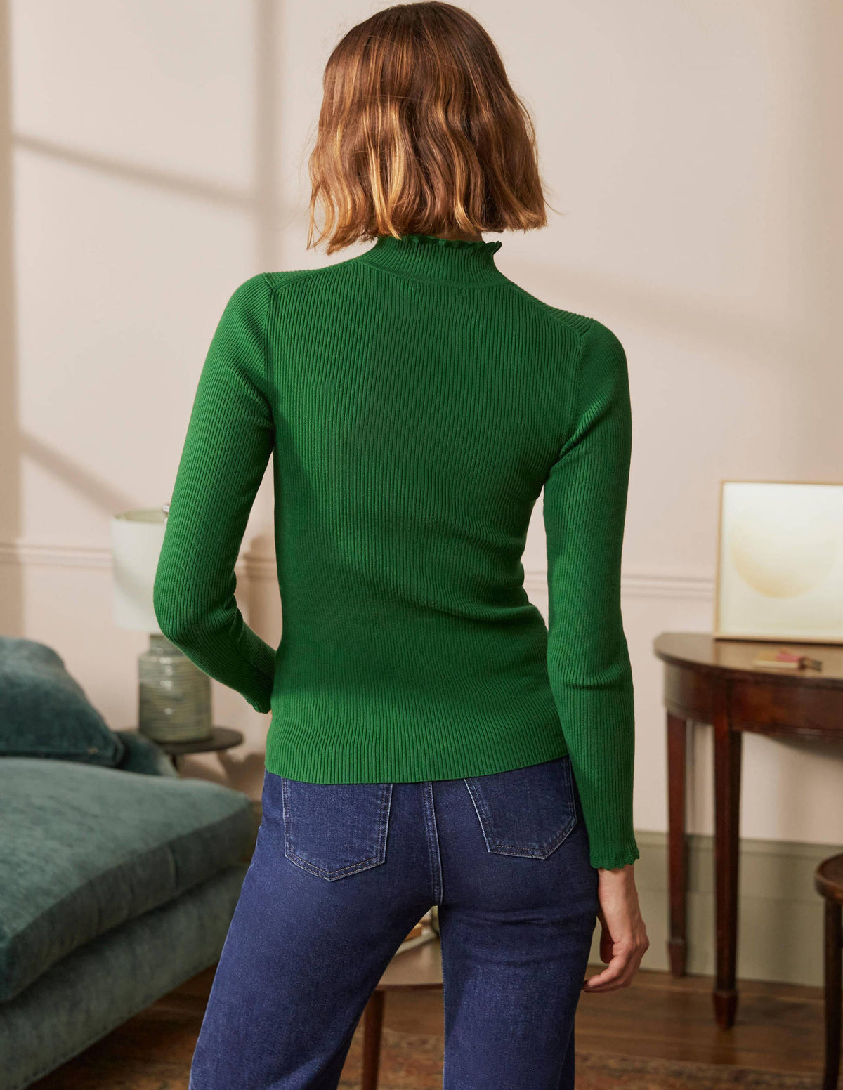 Scallop High Neck Jumper-Conifer - Image 3