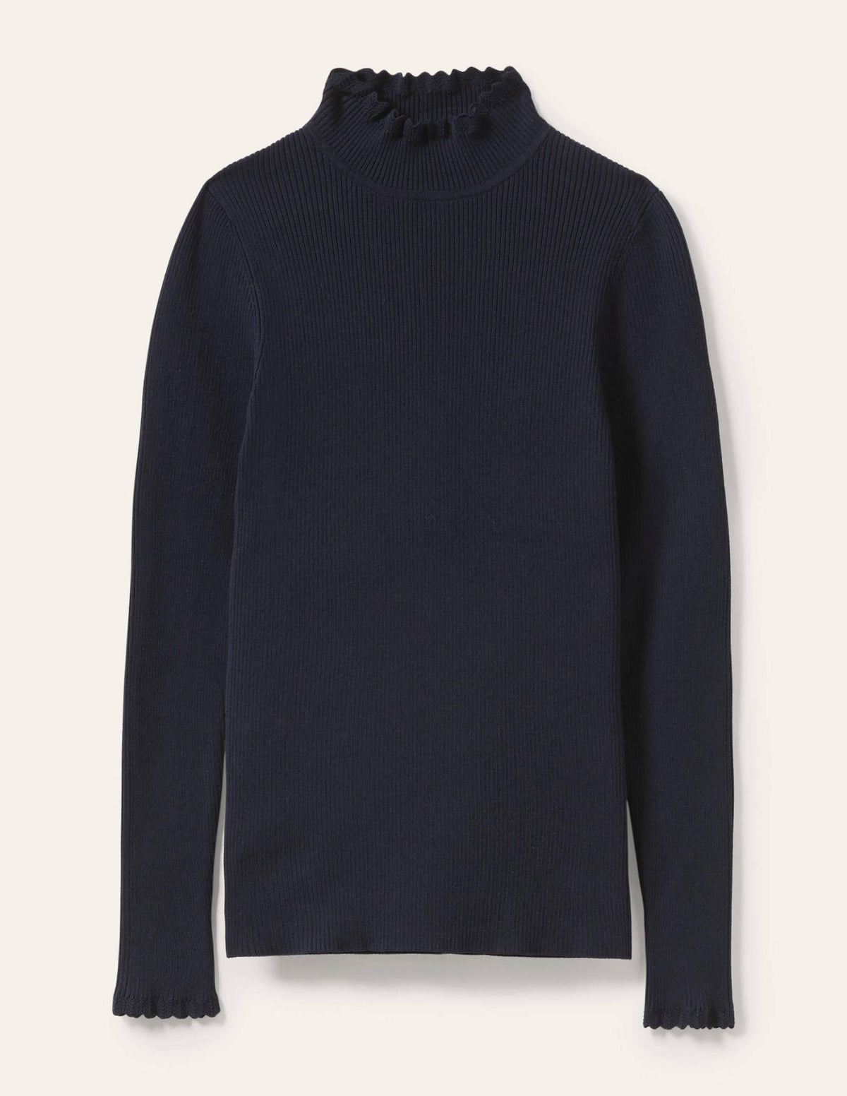 Scallop High Neck Jumper-Navy - Image 5