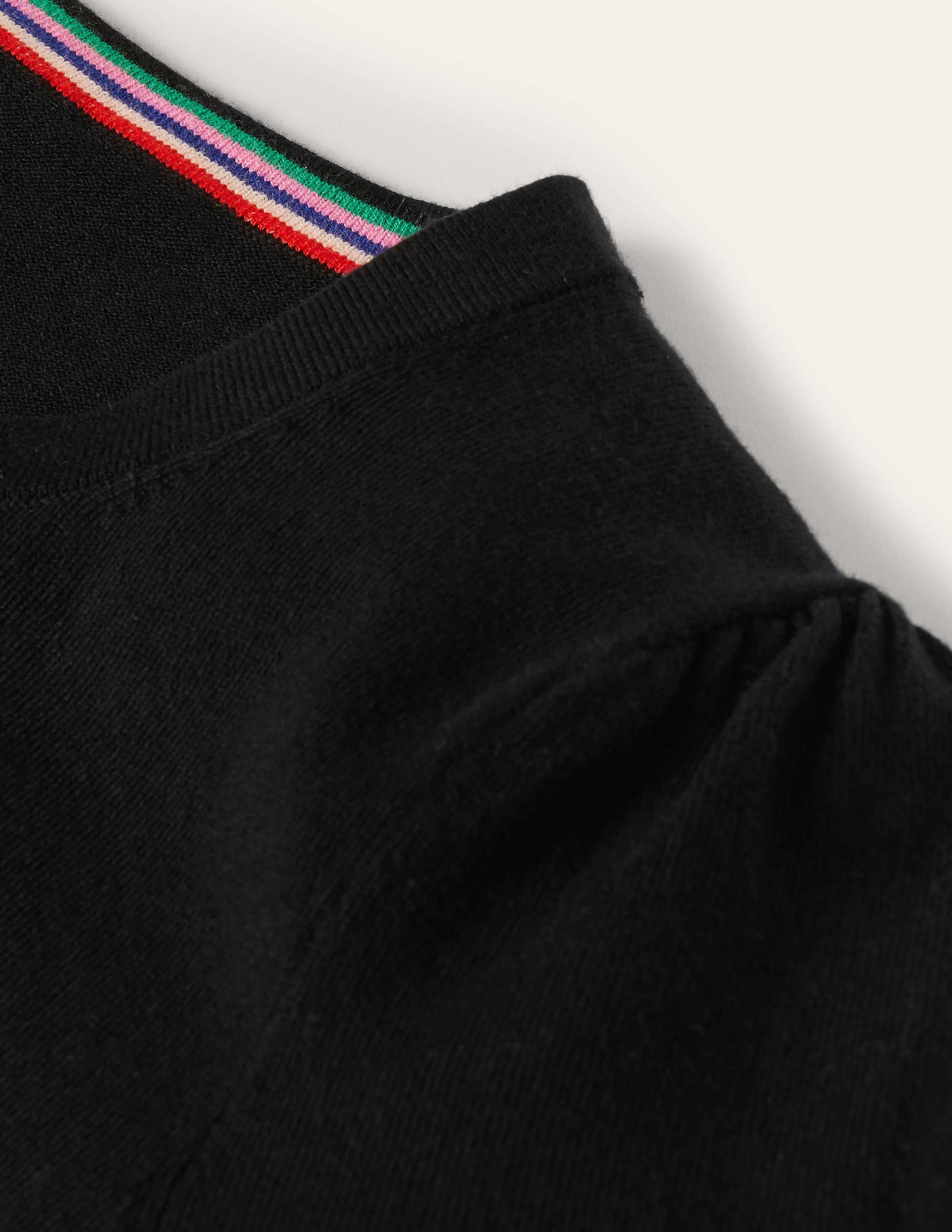 Baumwoll-Strickoberteil mit Rundhalsausschnitt-Schwarz-6