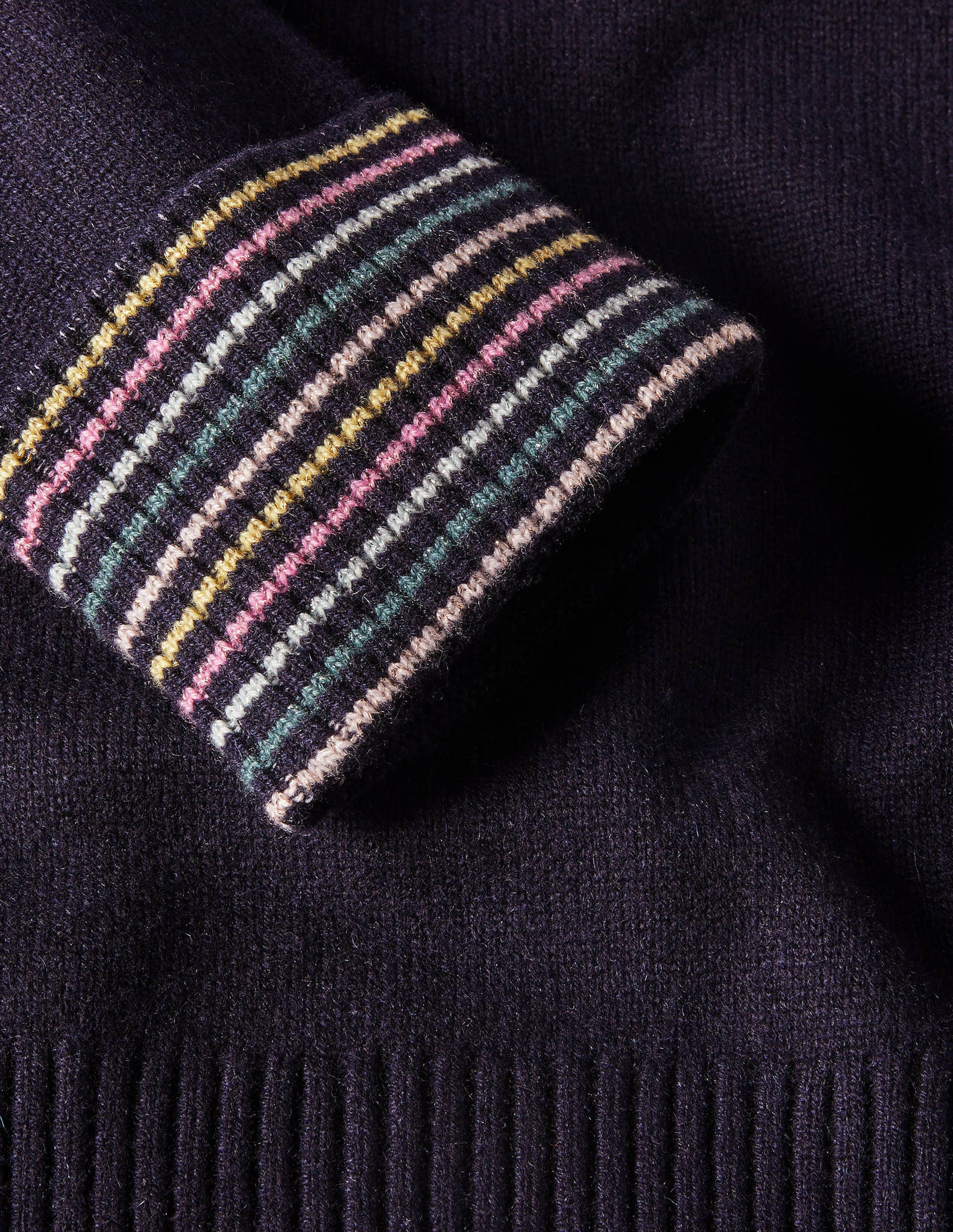 Kaschmirpullover mit Ärmelbündchen-Marineblau-6