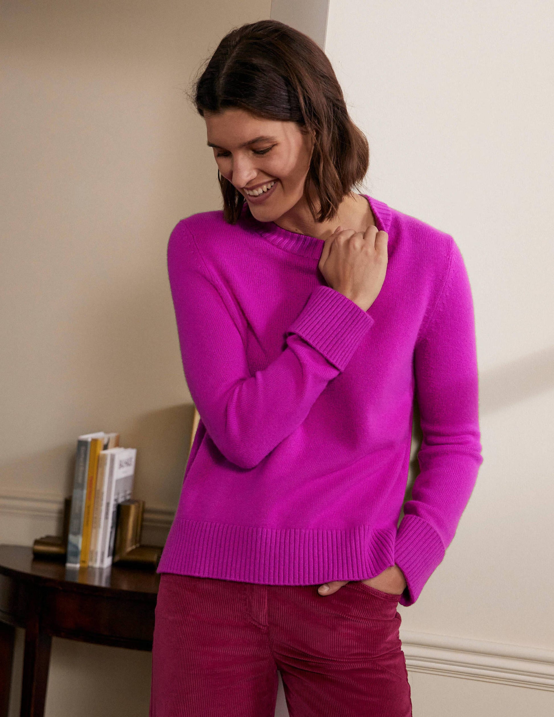 Kaschmirpullover mit Ärmelbündchen-Königsviolett-1