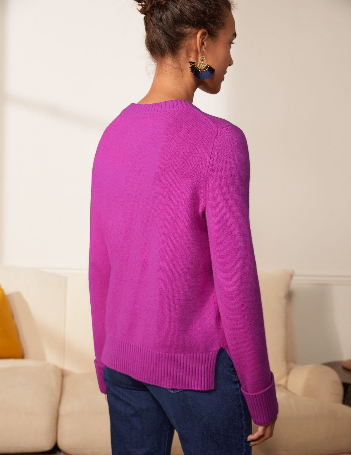 Kaschmirpullover mit Ärmelbündchen-Königsviolett-3