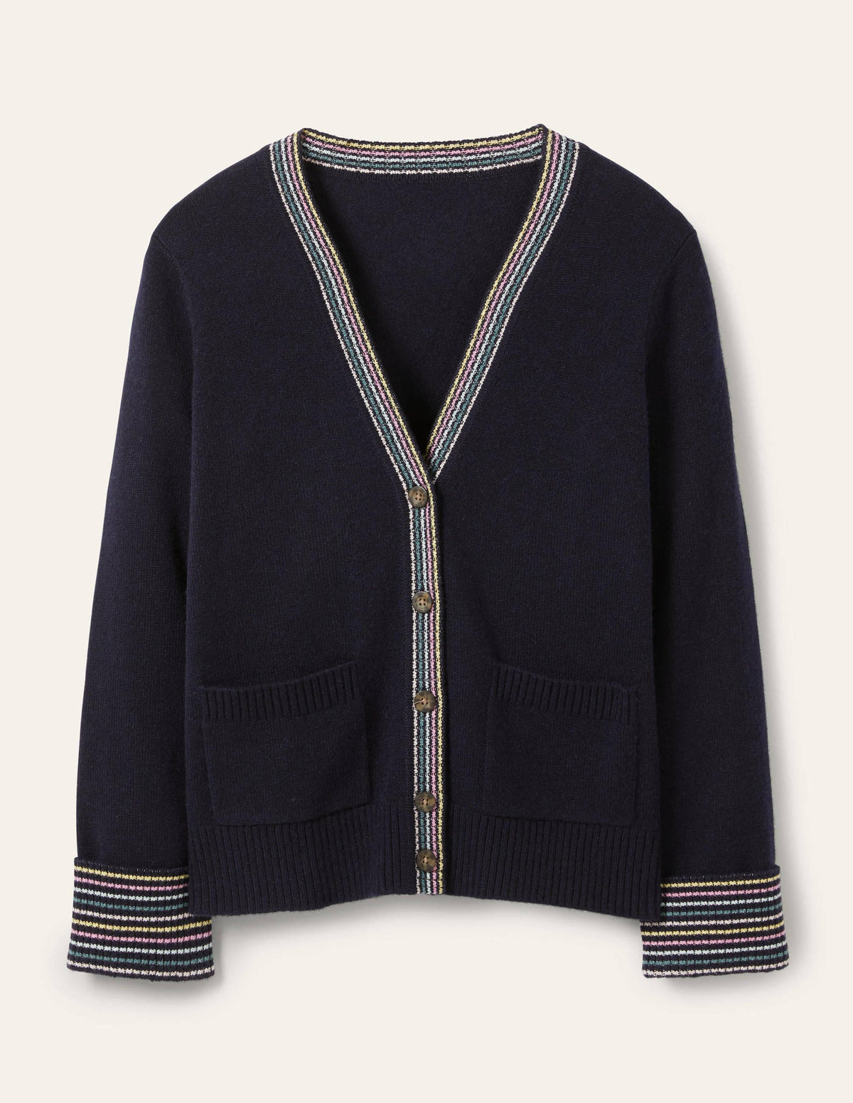 Kaschmircardigan mit Ärmelbündchen-Marineblau - Image 5