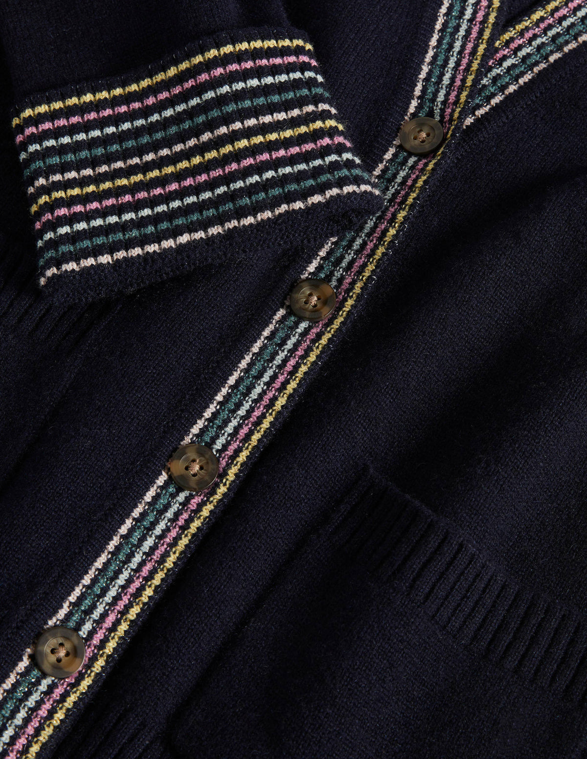 Kaschmircardigan mit Ärmelbündchen-Marineblau - Image 6