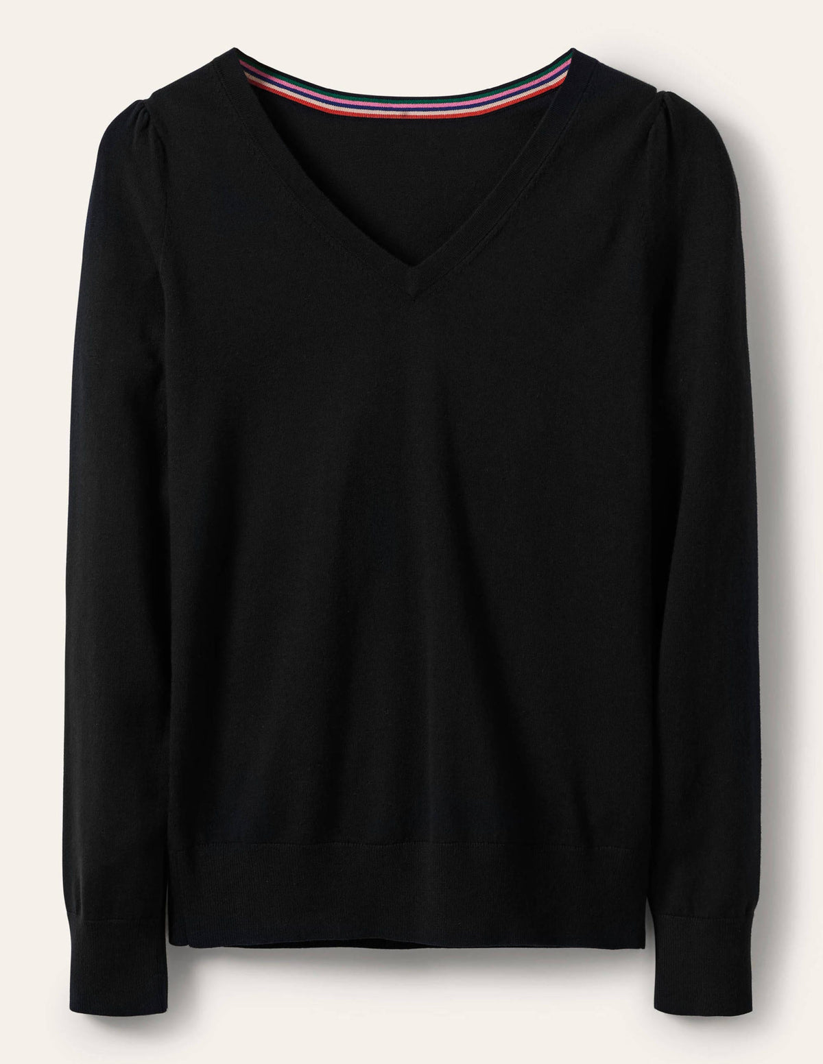 Baumwollpullover mit V-Ausschnitt-Schwarz - Image 10