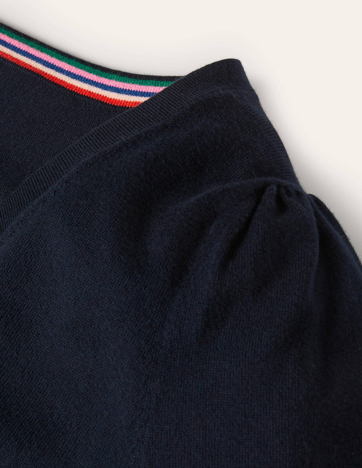 Cotton V-Neck Jumper-Navy - Image 10