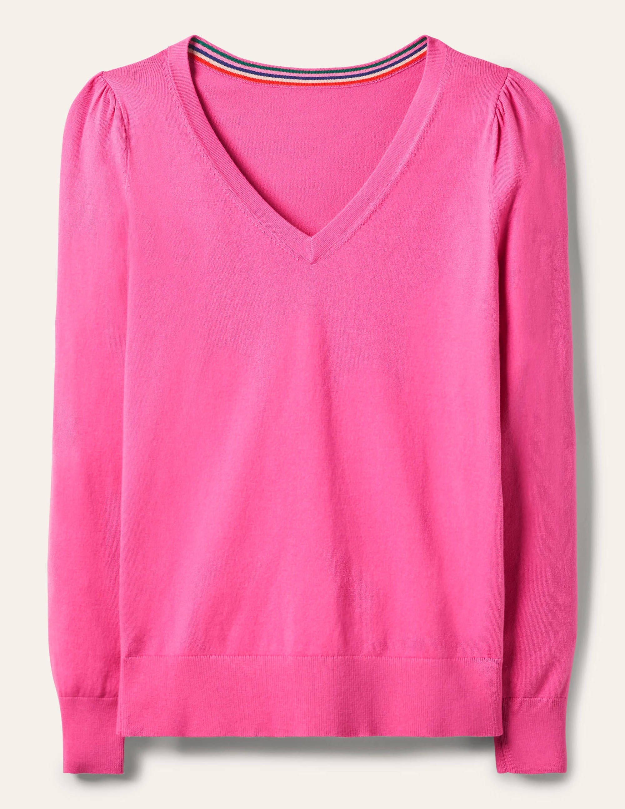 Baumwollpullover mit V-Ausschnitt-Zuckerstangenrosa - Image 5