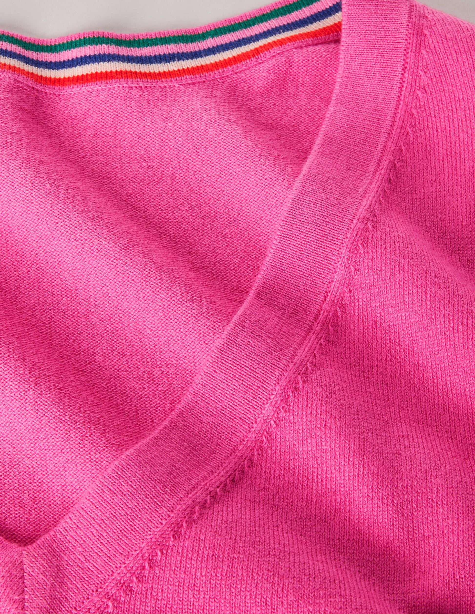 Baumwollpullover mit V-Ausschnitt-Zuckerstangenrosa-6