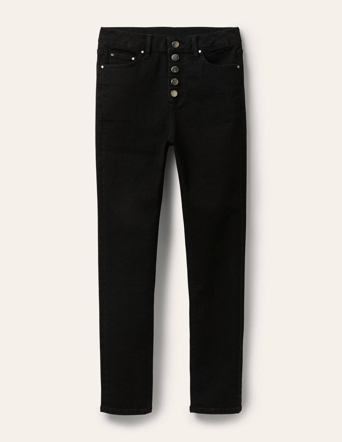 Röhrenjeans mit Knopfleiste-Schwarz-5