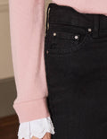 Röhrenjeans mit Knopfleiste-Schwarz