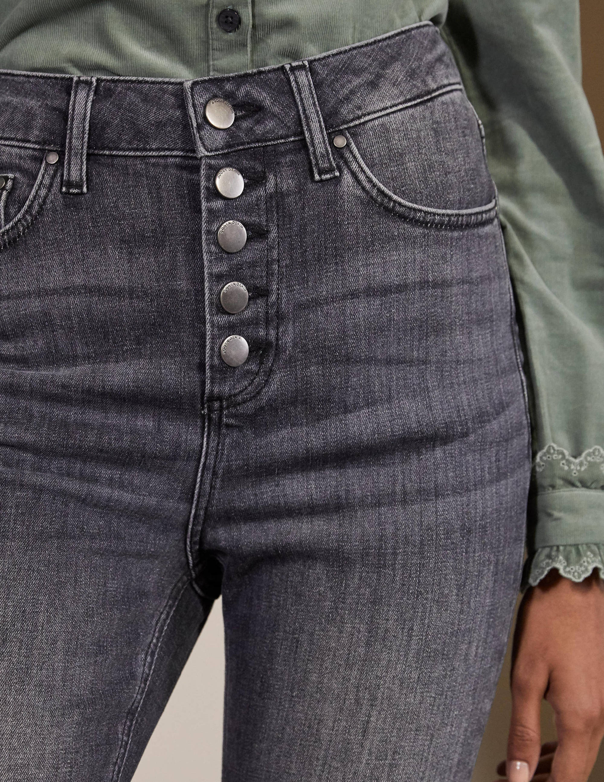 Röhrenjeans mit Knopfleiste-Authentisches Grau - Image 1