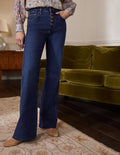 Button Fly Relaxed Flares-Dark Vintage