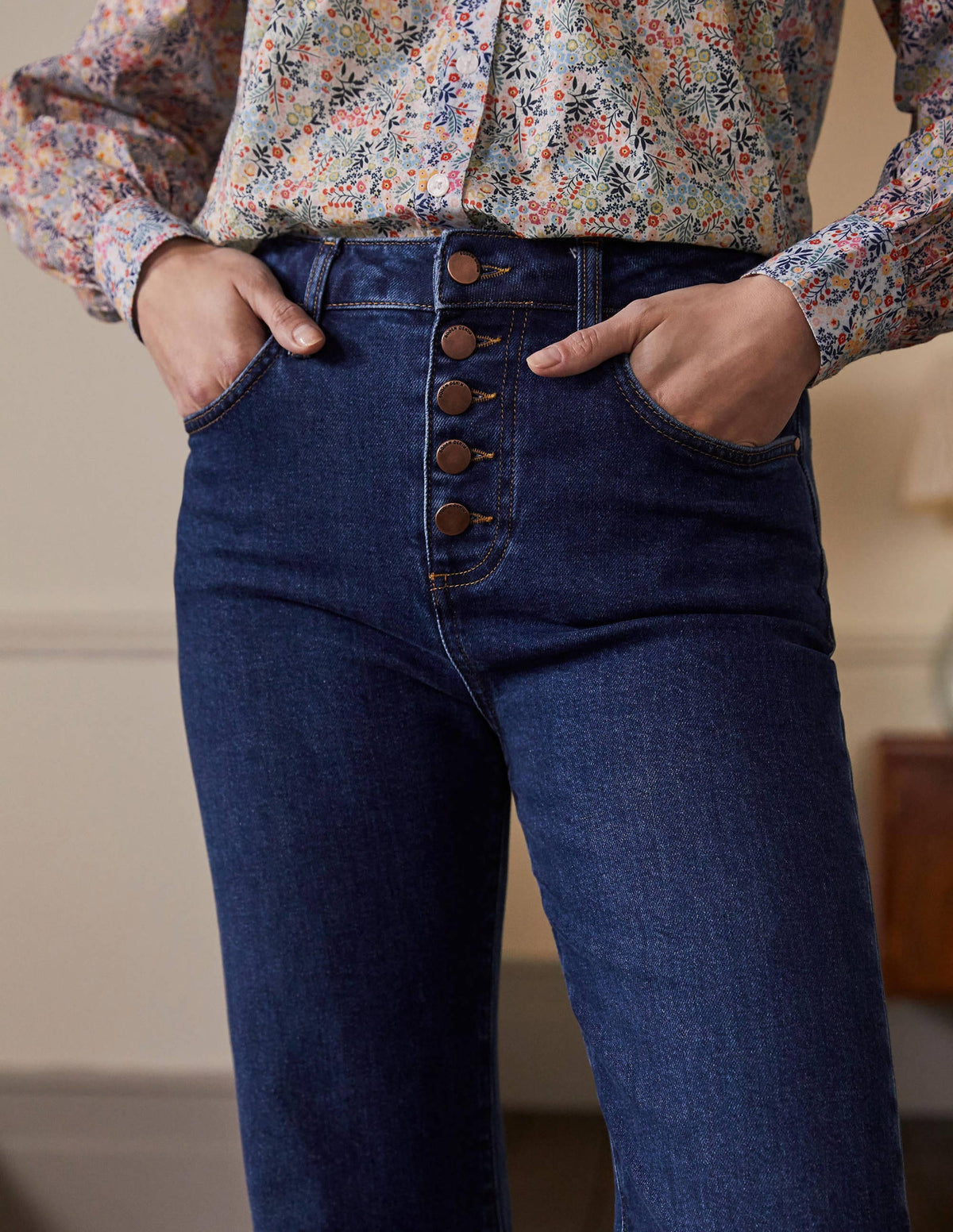 Button Fly Relaxed Flares-Dark Vintage - Image 4