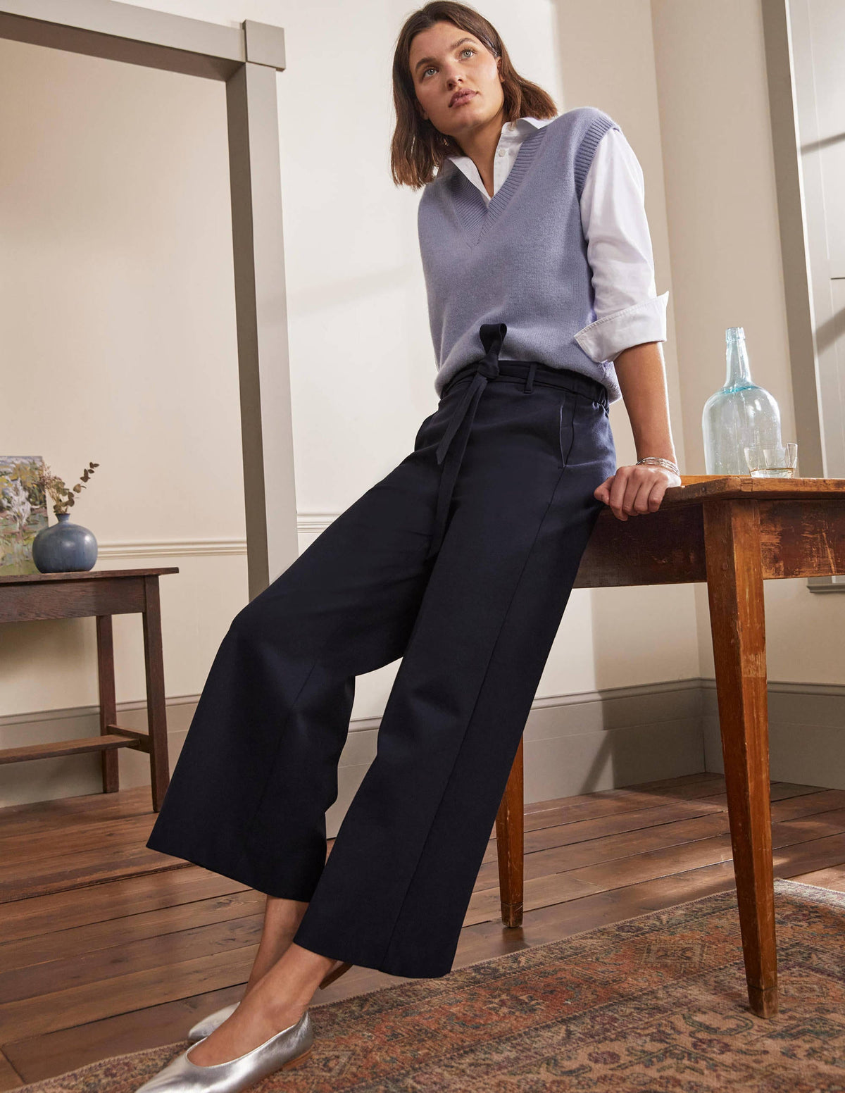 Jersey Pull-On Culottes-Navy-1