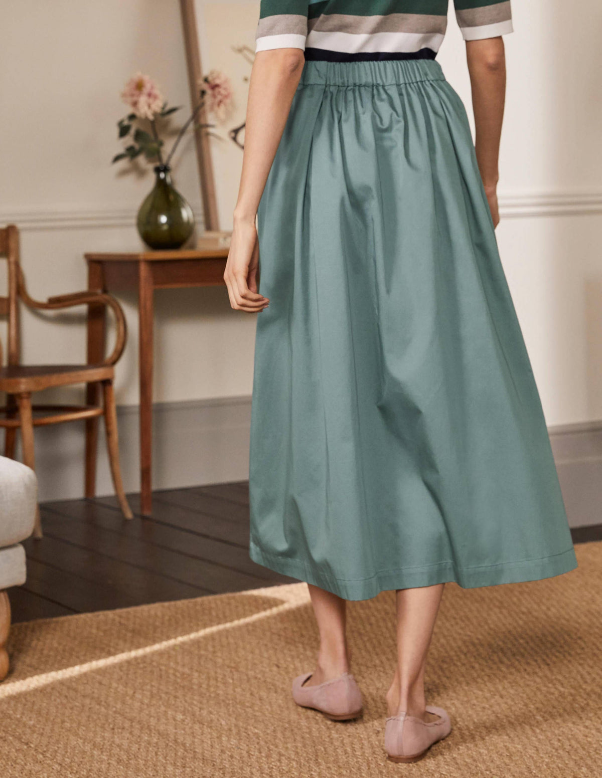 Cotton Sateen Skirt-Heath-2