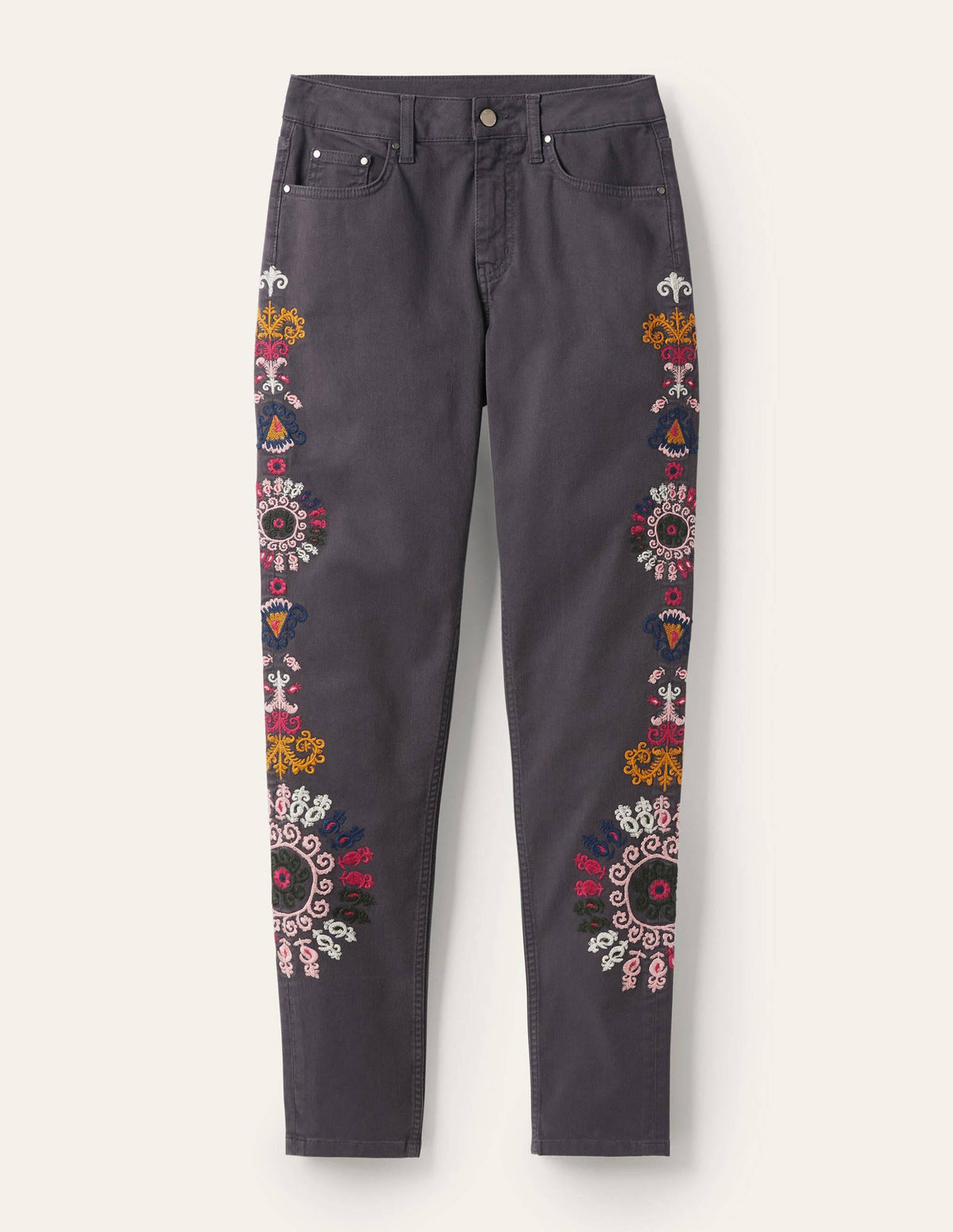 Jean girlfriend-Brodé gris asphalte - Image 6