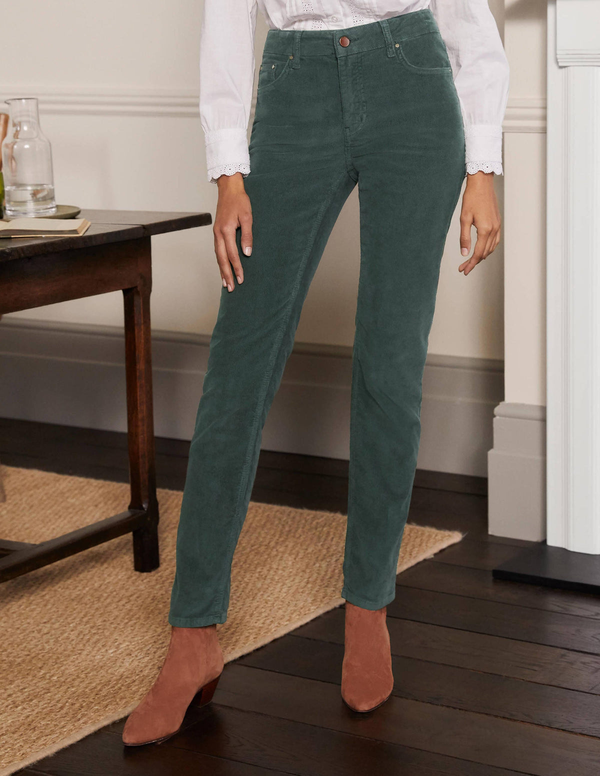 Schmale Cord-Jeans mit geradem Bein-Wellington-Grün - Image 1