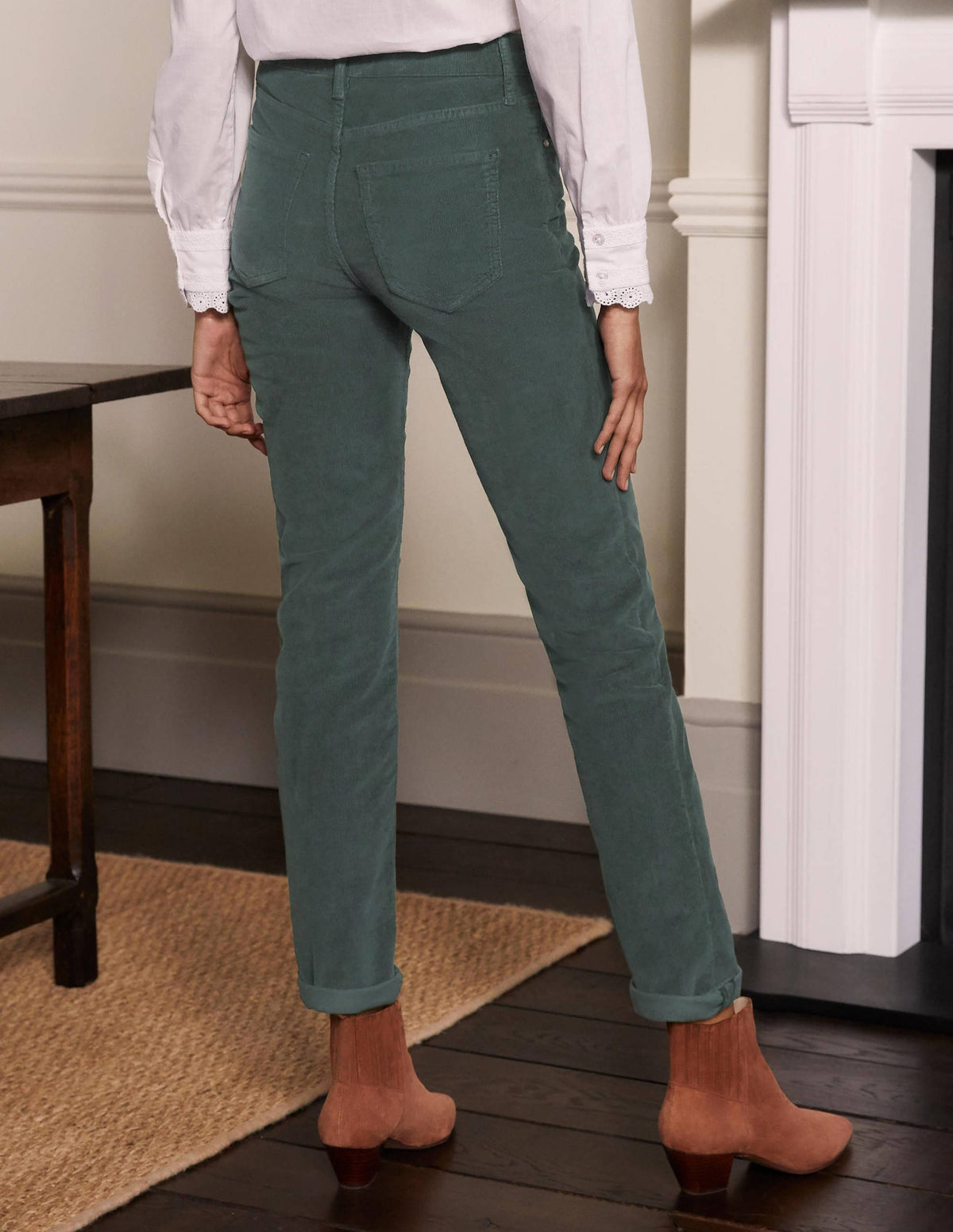 Schmale Cord-Jeans mit geradem Bein-Wellington-Grün-2