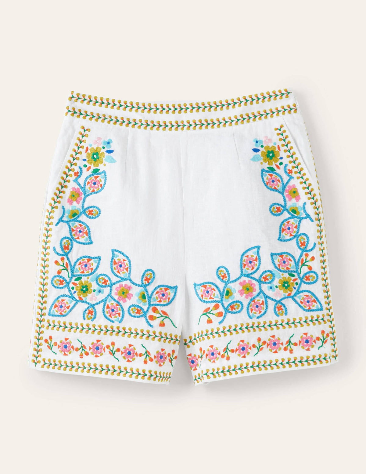Georgina Leinenshorts-Weiß, Stickerei-5