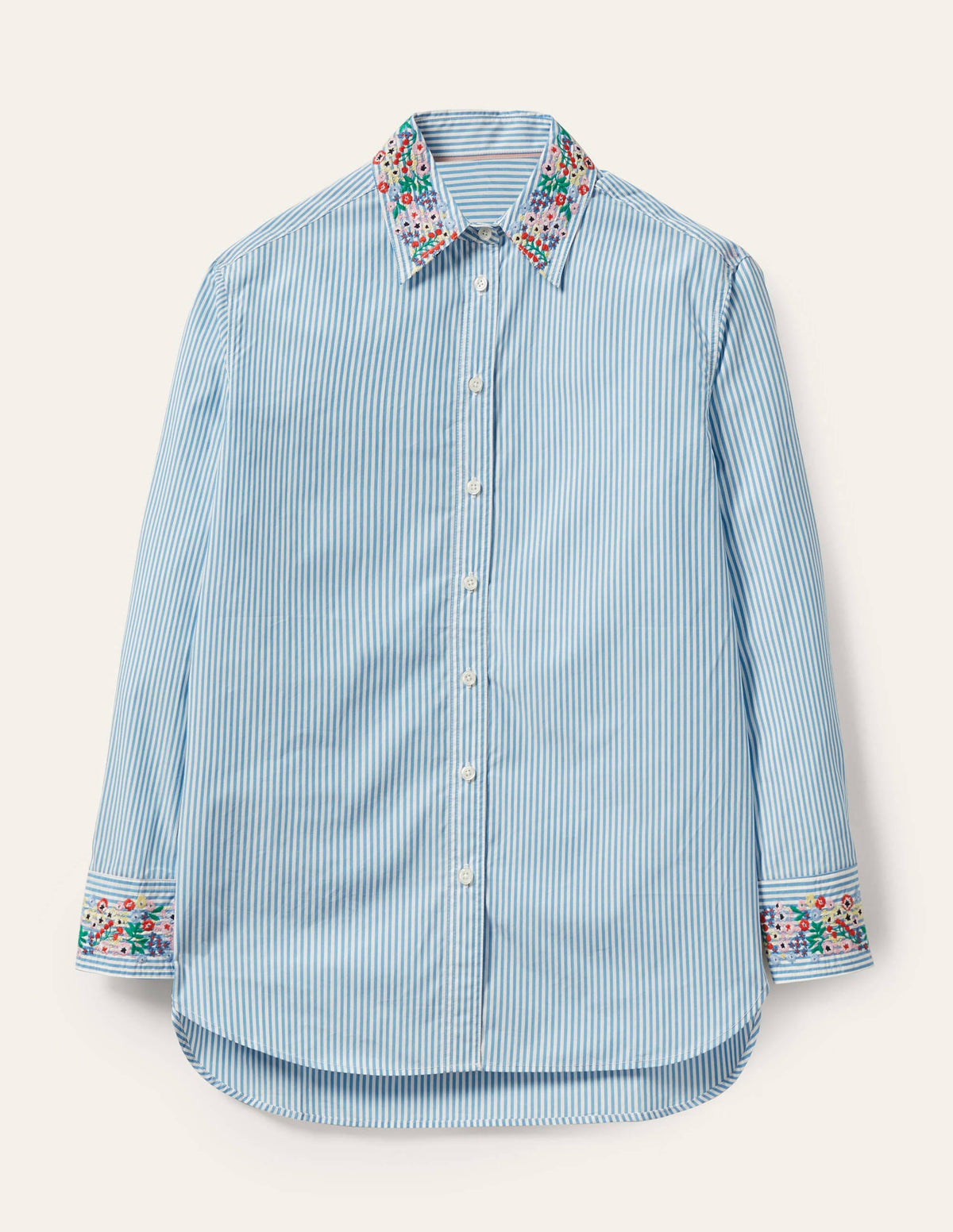 Agnes Oversize-Hemd-Zartes Seeblau, Feine Streifen-8