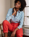 Agnes Oversize-Hemd-Zartes Seeblau, Feine Streifen