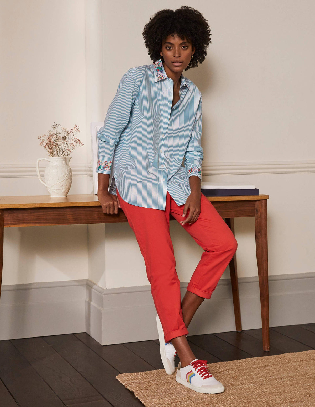 Agnes Oversize-Hemd-Zartes Seeblau, Feine Streifen-4