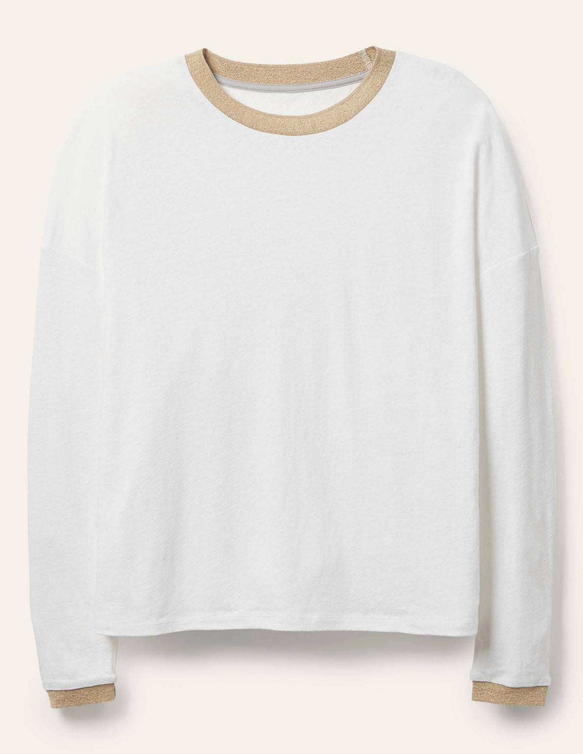 Jersey-T-Shirt mit glitzerndem Ausschnitt-Weiß - Image 5