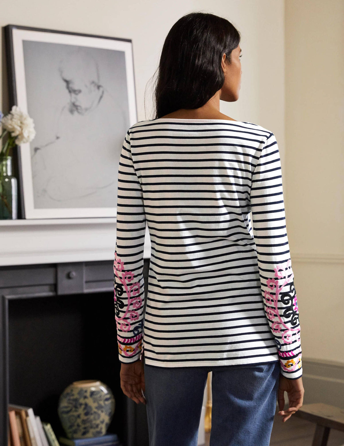 Statement-Bretonshirt-Naturweiß/Navy, Stickerei - Image 2