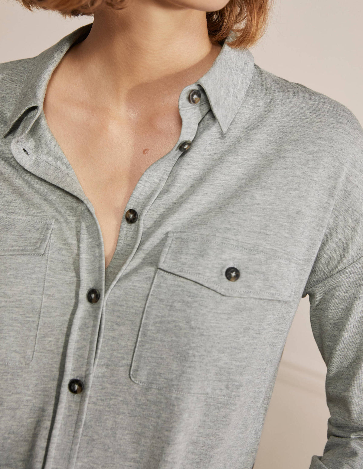 Relaxed Jersey Shirt-Grey Marl-1