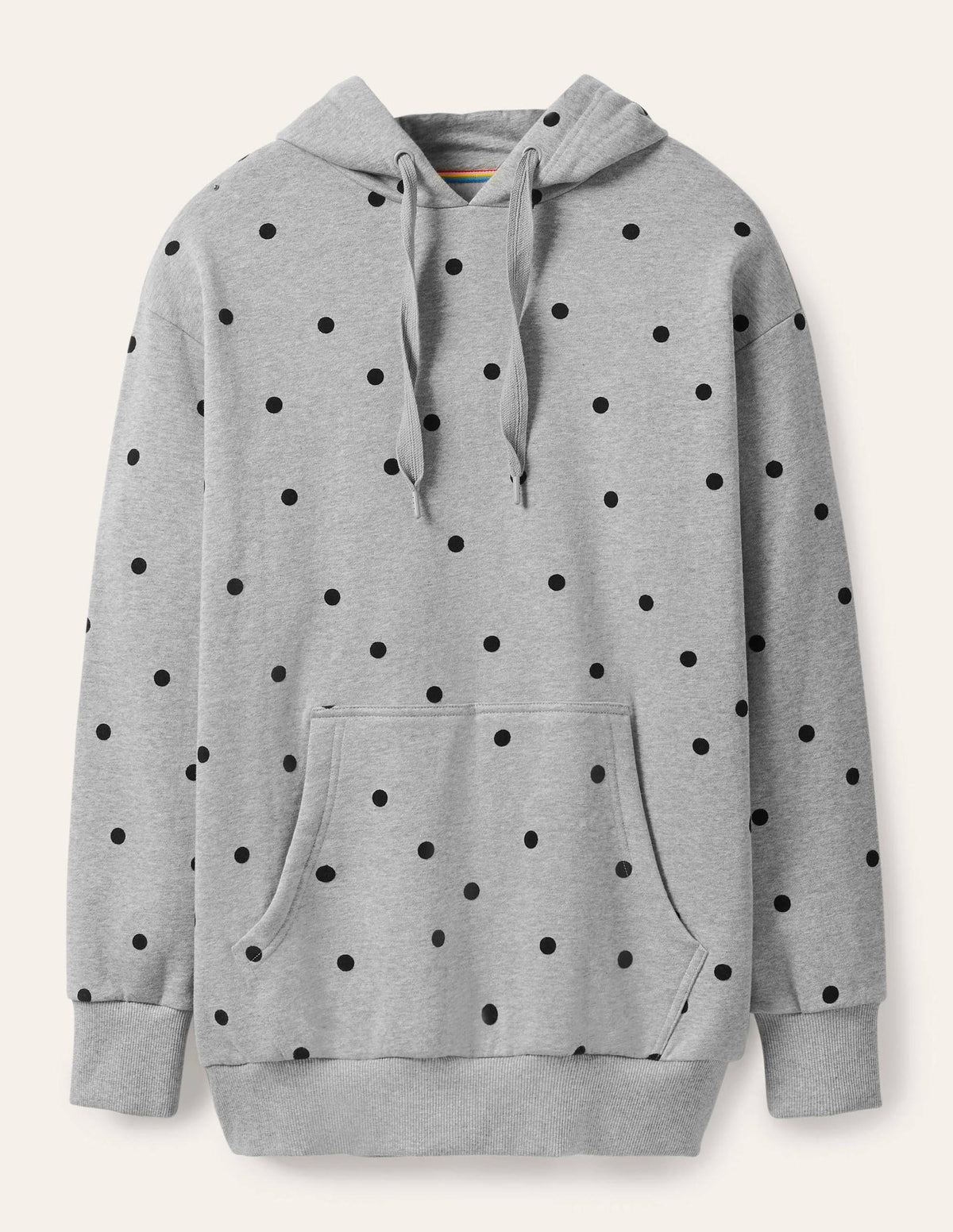 Oversize-Hoodie-Grau Meliert, Beflockte Tupfen-5