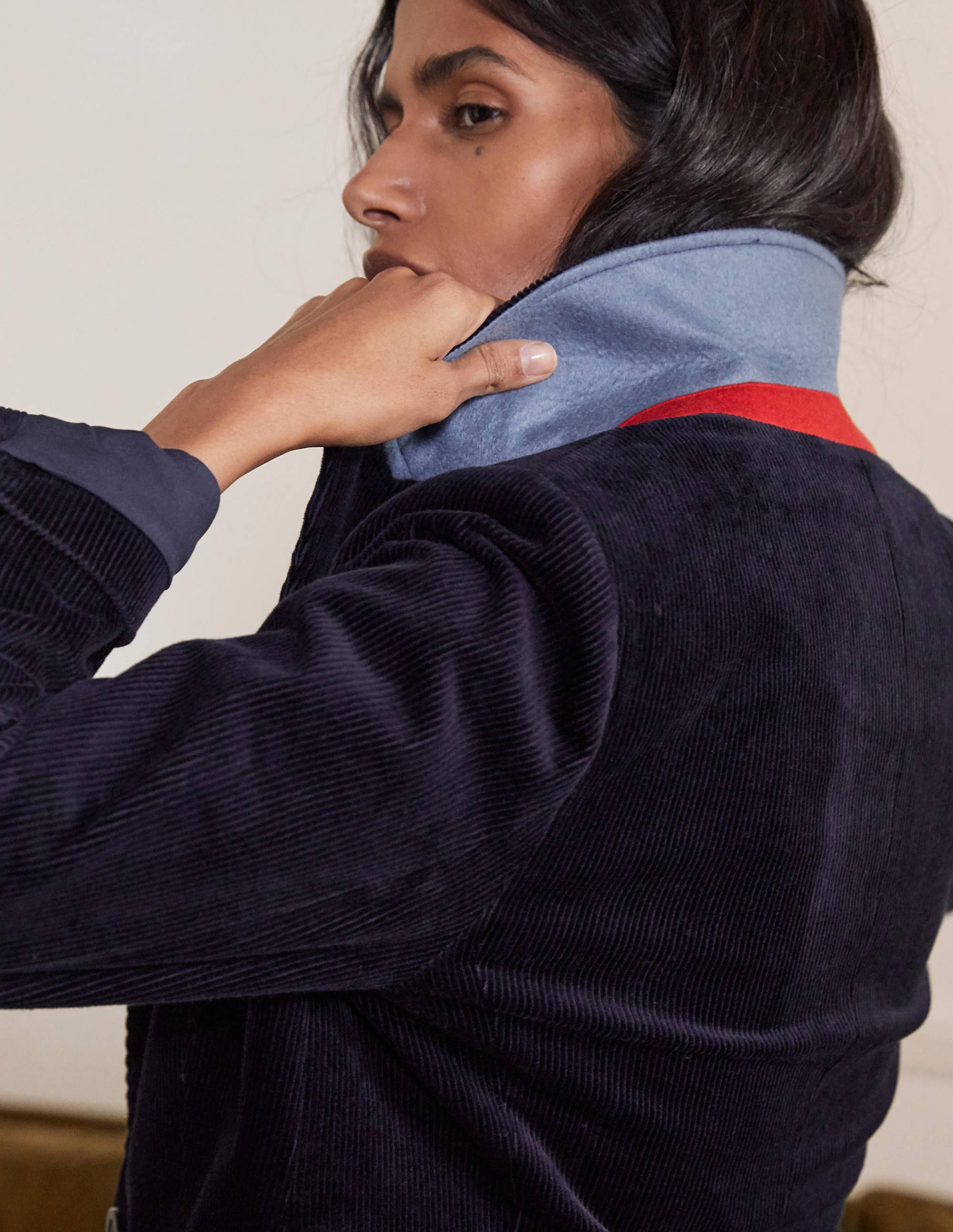 Victoria Cord Blazer-Navy - Image 3