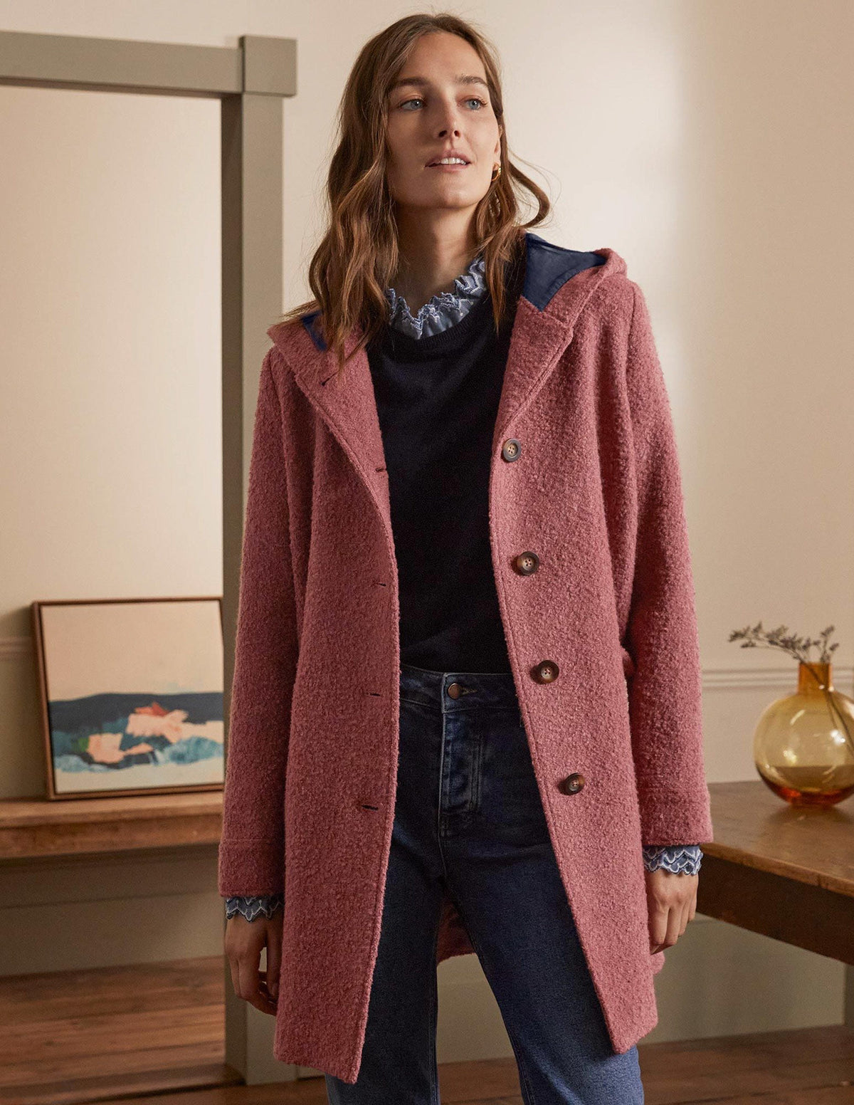 Cambridge Textured Coat-Dusty Rose - Image 5