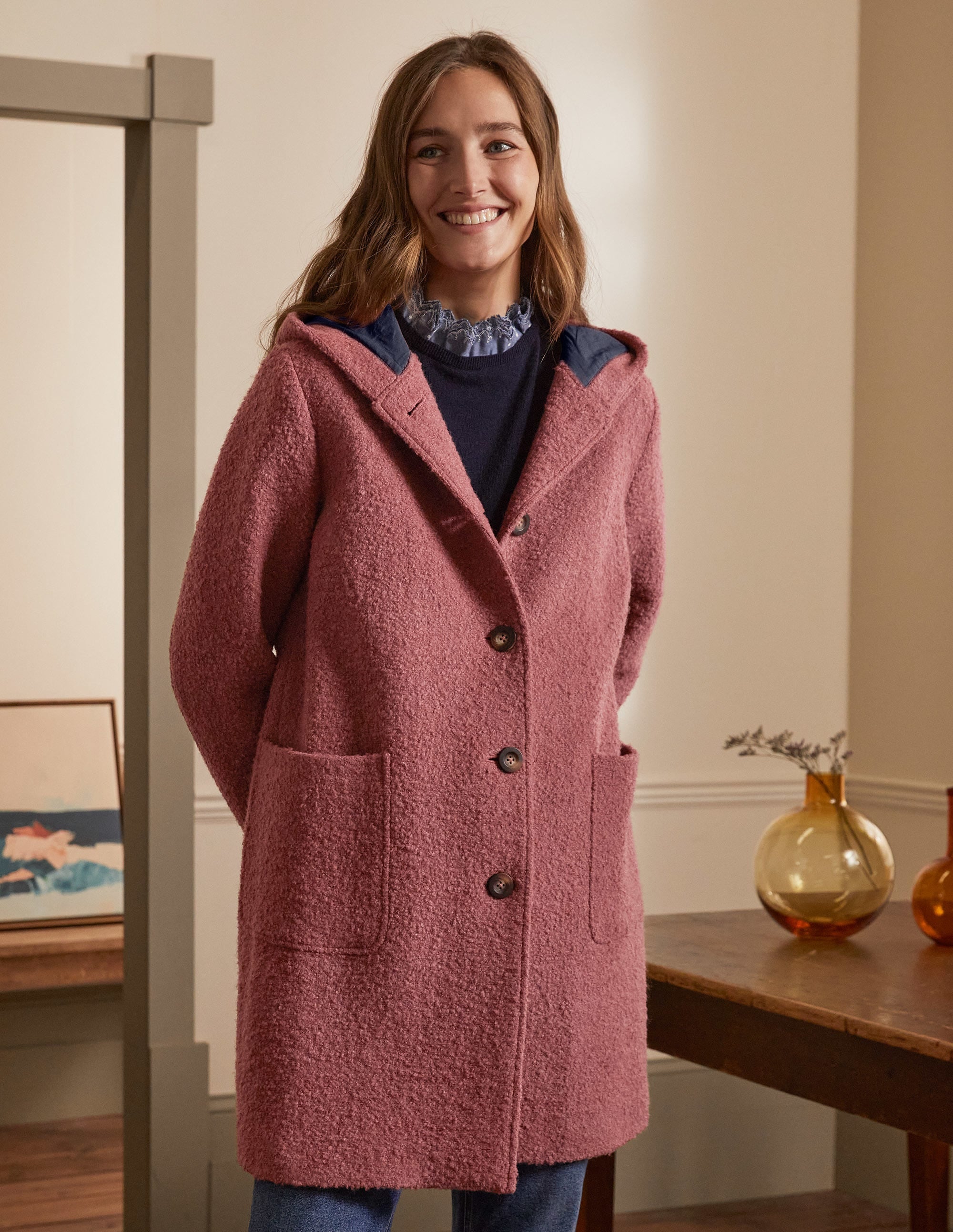 Cambridge Textured Coat-Dusty Rose - Image 3